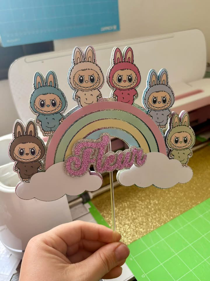 Rainbow Labubu Cake Topper