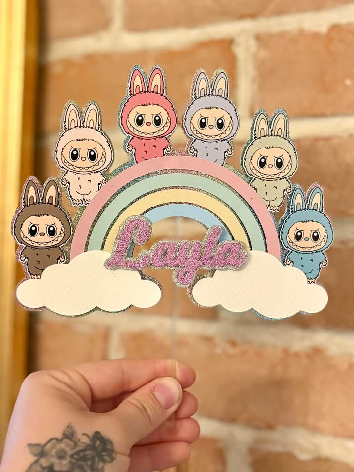 Rainbow Labubu Cake Topper