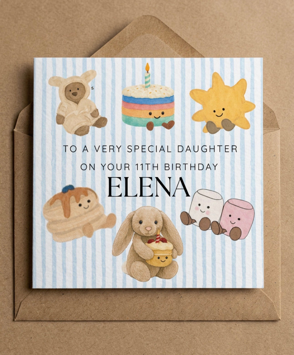 Personalised Jellycat Plushie Inspired Birthday Card
