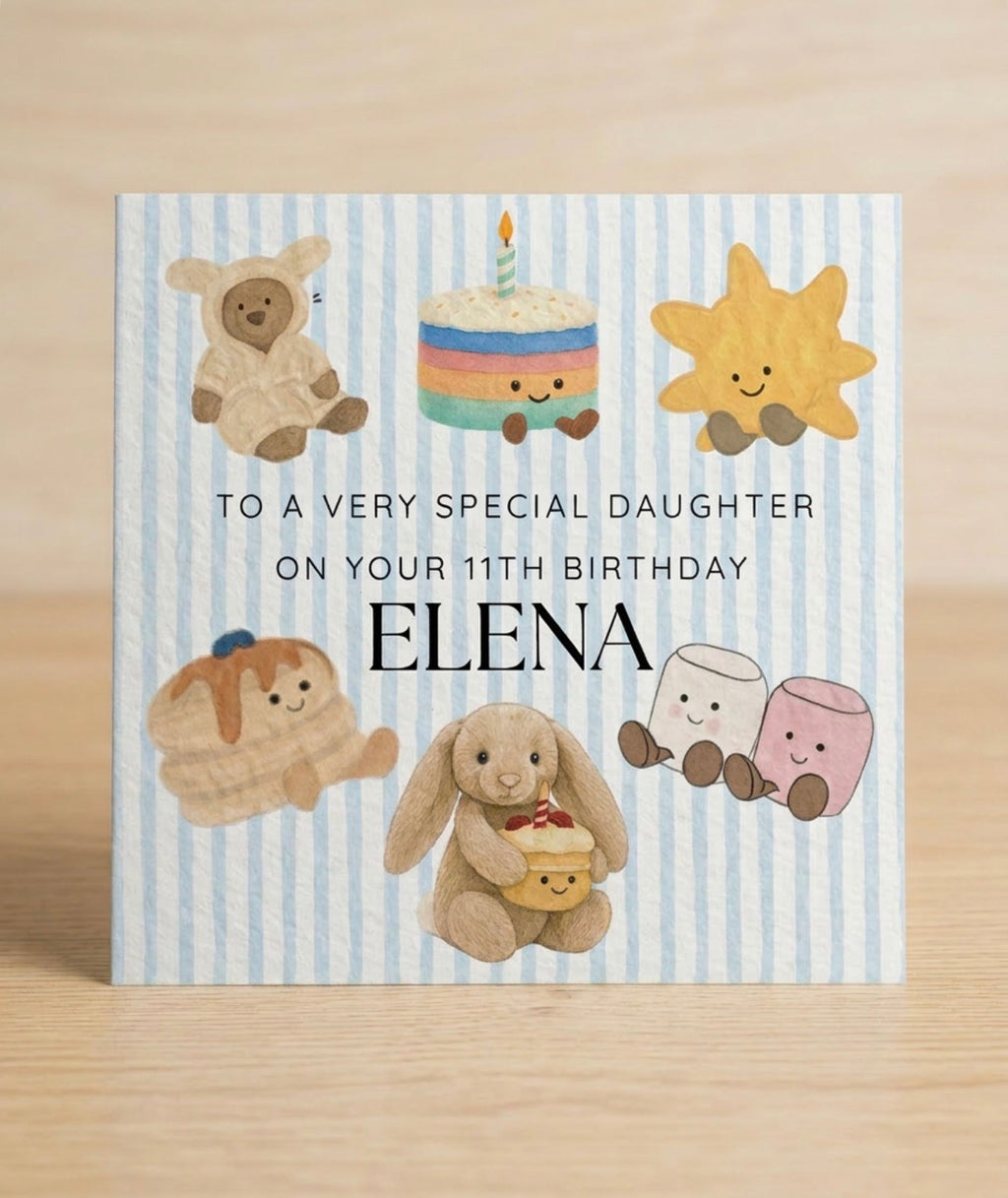 Personalised Jellycat Plushie Inspired Birthday Card