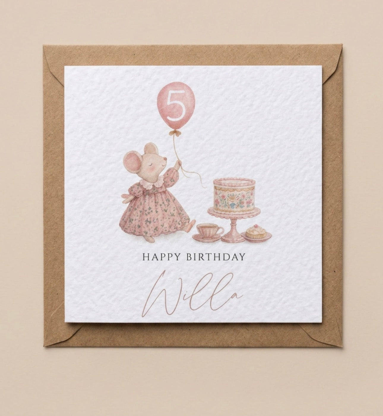 Vintage Mouse Birthday Card Personalised
