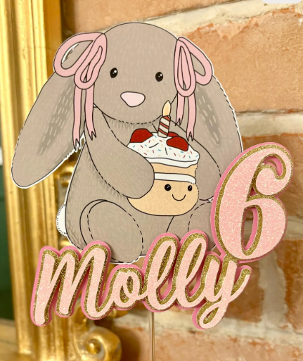 Sparkle Glitter Bunny Jellycat Inspired Cake Topper