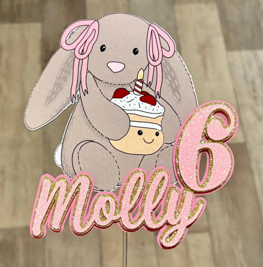 Sparkle Glitter Bunny Jellycat Inspired Cake Topper